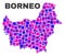 Mosaic Borneo Map of Square Elements