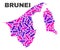 Mosaic Brunei Map of Dots and Lines