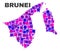 Mosaic Brunei Map of Square Items