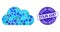 Mosaic Cloud Icon with Distress Stolen Asset Stamp