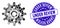 Mosaic Cogwheel Icon with Grunge Under Review Seal