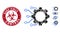 Mosaic Digital Gearwheel Icon with Textured Sars Virus Control Stamp