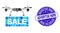 Mosaic Drone Sale Icon with Grunge Advertise Here Stamp