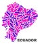 Mosaic Ecuador Map of Dots and Lines