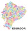 Mosaic Ecuador Map of Gearwheel Elements