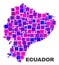 Mosaic Ecuador Map of Square Items