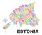 Mosaic Estonia Map of Gearwheel Elements