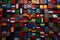 Mosaic of ethnic flags symbolizing unity and
