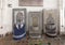 Mosaic fountains with geometric Arabic design on display at Art Naji in Fez, Morocco.