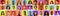Mosaic Of Headshots With Women And Men Over Colorful Backgrounds