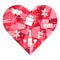 Mosaic heart with gift, balloons. Valentine\'s Day