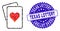 Mosaic Hearts Gambling Cards Icon with Scratched Texas Lottery Seal