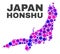 Mosaic Honshu Island Map of Round Dots
