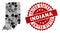 Mosaic Indiana State Map and Distress Circle Stamp Seal