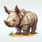 Mosaic-inspired Rhino Game: Cute Rhinoceros Character In Pixel Art Style