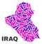 Mosaic Iraq Map of Dots and Lines