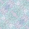 Mosaic kaleidoscope seamless pattern background - light soft pastel blue, green, purple and violet colored with gray grout