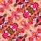 Mosaic kaleidoscope seamless pattern background - old pink, salmon orange, red, purple, violet, brown, beige color colored