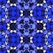 Mosaic kaleidoscope seamless pattern background - sapphire blue colored with dark purple grout