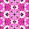 Mosaic kaleidoscope seamless pattern background - vibrant hot pink and maroon colored with white grout