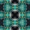 Mosaic kaleidoscope seamless texture background - aqua, teal, emerald green colored with black grout