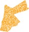 Mosaic Map of Jordan - Gold Composition of Debris Fractions in Yellow Tints