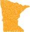 Mosaic Map of Minnesota State - Gold Composition of Detritus Items in Yellow Colors