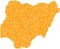 Mosaic Map of Nigeria - Gold Collage of Spall Fragments in Yellow Tints