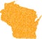 Mosaic Map of Wisconsin State - Golden Composition of Debris Fractions in Yellow Colors