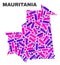 Mosaic Mauritania Map of Dots and Lines