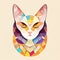 Mosaic multicolor cat portrait. Stylized cat face. Ornamental portrait of a cat. AI-generated