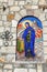 mosaic murals on a stone wall of Saint Petka\'s Chapel located in Belgrade Fortress or Beogradska Tvrdjava Kalemegdan Park on the