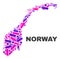 Mosaic Norway Map of Dots and Lines