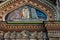 Mosaic orthodox icon on facade of Church of the Savior on Spilled Blood in St. Petersburg, Russia