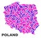 Mosaic Poland Map of Dots and Lines