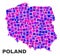 Mosaic Poland Map of Square Elements