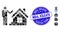 Mosaic Realty Agent Icon with Textured India, Kolkata Stamp