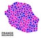 Mosaic Reunion Island Map of Round Dots