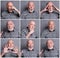 Mosaic of senior man emotions