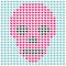 Mosaic skull symbol made from hearts. Pixel art