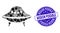Mosaic Space Ship Icon with Scratched Mission Possible Stamp