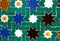 Mosaic star tiles in the old Moorish style.