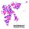 Mosaic Svalbard Islands Map of Dots and Lines