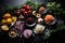 Mosaic of Tastes: A Bird\\\'s Eye View of Ingredients. AI Generated Illustration