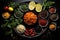 Mosaic of Tastes: A Bird\\\'s Eye View of Ingredients. AI Generated Illustration
