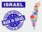 Mosaic Technology Israel Map and Distress Made in Israel Seal