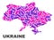 Mosaic Ukraine Map of Dots and Lines