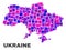 Mosaic Ukraine Map of Square Items