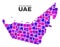 Mosaic United Arab Emirates Map of Square Items