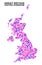 Mosaic United Kingdom Map of Dots and Lines